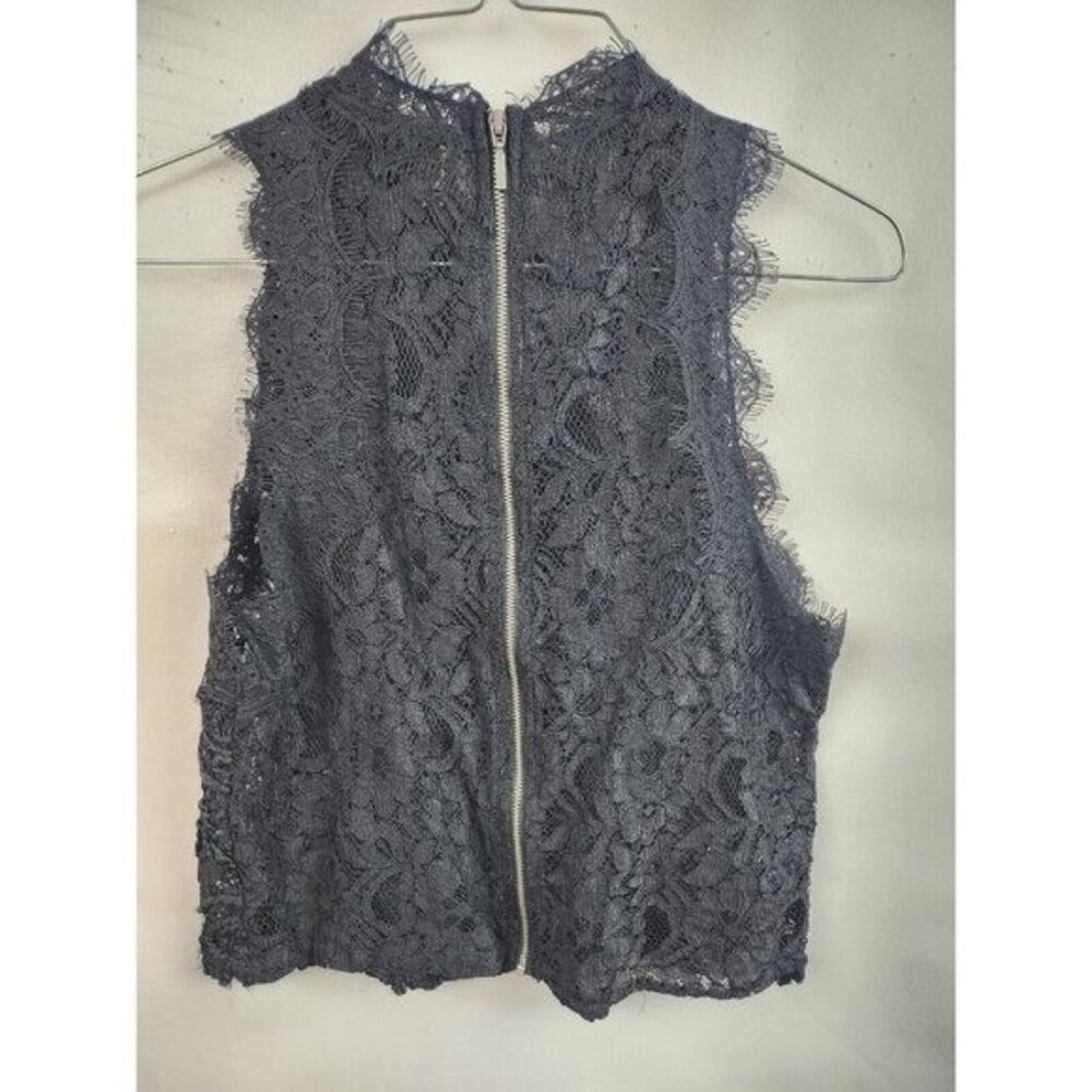 ZARA Trafaluc Womens Crop Top Small Black Lace Sheer Sleeveless Dark Fairy - Picture 6 of 7